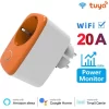 Интелигентен WiFi Контакт 20A Съвместим с Alexa и Google Home Гласов контрол Таймер Мониторинг на енергия Tuya APP